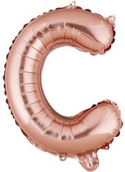 Flippy Balon Folie Metalizata Litera C, Flippy, 40 cm, Umflati cu Heliu sau Aer, Ambalaj Individual, Pai inclus, Rose Gold (127243)
