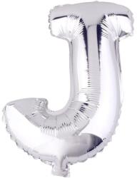 Flippy Balon Folie Metalizata Litera J, Flippy, 40 cm, Umflati cu Heliu sau Aer, Ambalaj Individual, Pai inclus, Argintiu (127224)