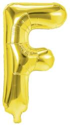 Flippy Balon Folie Metalizata Litera F, Flippy, 40 cm, Umflati cu Heliu sau Aer, Ambalaj Individual, Pai inclus, Auriu (127194)