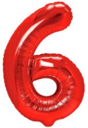 Flippy Balon din Folie Metalizata Flippy, Figurina Cifra, Tema Aniversare 80 cm, Ambalaj Individual, Pai inclus, Umflare cu Aer sau Heliu, Rosu, Cifra 6 (129142)