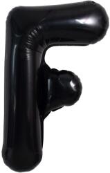 Flippy Balon Folie Metalizata Litera F, Flippy, 40 cm, Umflati cu Heliu sau Aer, Ambalaj Individual, Pai inclus, Negru (129356)