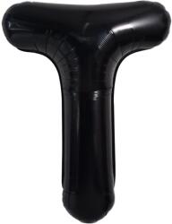 Flippy Balon Folie Metalizata Litera T, Flippy, 40 cm, Umflati cu Heliu sau Aer, Ambalaj Individual, Pai inclus, Negru (129370)