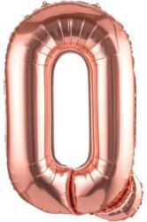 Flippy Balon Folie Metalizata Litera Q, Flippy, 100 cm, Umflati cu Heliu sau Aer, Ambalaj Individual, Pai inclus, Rose Gold (129419)