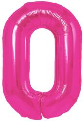 Flippy Balon din Folie Metalizata, Flippy, Figurina Cifra, Model 0, Tema Aniversare 100 cm, Ambalaj Individual, Pai Inclus, Umflare cu Aer sau Heliu, Roz (129116)