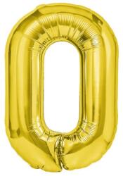 Flippy Balon din Folie Metalizata Flippy, Figurina Cifra, Tema Aniversare 40 cm, Ambalaj Individual, Pai inclus, Umflare cu Aer sau Heliu, Auriu, Cifra 0 (129196)