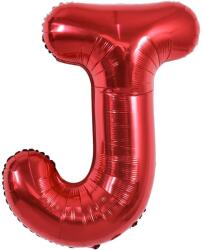 Flippy Balon Folie Metalizata Litera J, Flippy, 40 cm, Umflati cu Heliu sau Aer, Ambalaj Individual, Pai inclus, Rosu (129386)