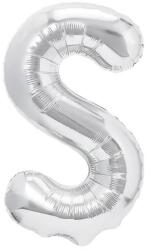 Flippy Balon Folie Metalizata Litera S, Flippy, 80 cm, Umflati cu Heliu sau Aer, Ambalaj Individual, Pai inclus, Argintiu (129473)