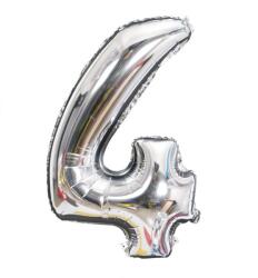 Flippy Balon din Folie Flippy, Cifra 4, 81 cm, Pentru Aer sau Heliu, Bulk, Argintiu (126205)