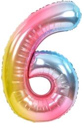 Flippy Balon din Folie Metalizata Gradient Flippy, Figurina Cifra, Tema Aniversare 100 cm, Ambalaj Individual, Pai inclus, Umflare cu Aer sau Heliu, Multicolor, Cifra 6 (127092)