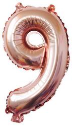 Flippy Balon din Folie Flippy, Cifra 9, 81 cm, Pentru Aer sau Heliu, Bulk, Roz Auriu (126259)