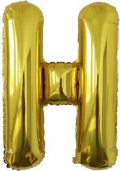 Flippy Balon Folie Metalizata Litera H, Flippy, 80 cm, Umflati cu Heliu sau Aer, Ambalaj Individual, Pai inclus, Auriu (129436)