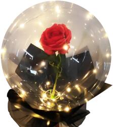 Flippy Trandafir in Balon LED cu Lumini, Flippy, Tip Buchet, Diametru 35 cm, Rosu (126486)