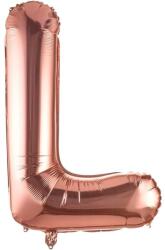 Flippy Balon Folie Metalizata Litera L, Flippy, 100 cm, Umflati cu Heliu sau Aer, Ambalaj Individual, Pai inclus, Rose Gold (129414)
