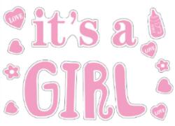 Flippy Sticker Autocolant, Flippy, Tematica Gender Reveal, Model Scris It's a Girl, 19.5x27.5 cm, Roz (131219)