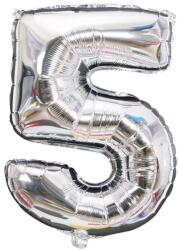 Flippy Balon din Folie Flippy, Cifra 5, 81 cm, Pentru Aer sau Heliu, Bulk, Argintiu (126209)