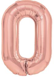 Flippy Balon din Folie Metalizata Flippy, Figurina Cifra, Tema Aniversare 80 cm, Ambalaj Individual, Pai inclus, Umflare cu Aer sau Heliu, Rose, Cifra 0 (130576)
