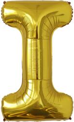 Flippy Balon Folie Metalizata Litera I, Flippy, 80 cm, Umflati cu Heliu sau Aer, Ambalaj Individual, Pai inclus, Auriu (129437)