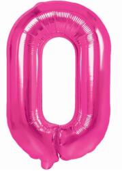 Flippy Balon din Folie Metalizata Flippy, Figurina Cifra, Tema Aniversare 40 cm, Ambalaj Individual, Pai inclus, Umflare cu Aer sau Heliu, Roz, Cifra 0 (129186)