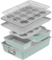 Tefal Set pentru copt Tefal Ceramik J175S804, 8 piese, invelis ceramic antiaderent, design stivuibil, verde (J175S804)