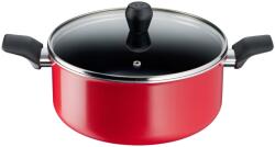 Tefal Oala cu capac Tefal Easy Series B5924602, 24 cm, 2.67 L, aluminiu, invelis antiaderent Titanium, indicator Thermo-Signal, , capac din sticla, margini (B5924602)