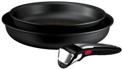 Tefal Set 3 piese Tefal Ingenio Excellence+ P0009653, tigaie de 22 26 cm, maner detasabil, tehnologie FUSIONCORE, Thermo-Signal, , invelis antiaderent, alu (P0009653)