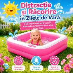 Intex Piscina patrata pentru copii Intex Roz 86x86x25 cm