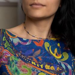 Ezera HOT! Colier pietre semipretioase Sodalit, choker pietre naturale elegant Vania, placat cu aur de 18K (EZCVAN-5)