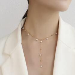 Ezera Colier tassel elegant lung din otel inoxidabil placat cu aur si perle Yanira (CLUNGSS)