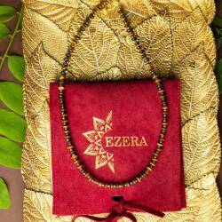 Ezera Colier choker din pietre semipretioase Ochi de Tigru, Kamia, placat cu aur 18K (EZCAM-2)