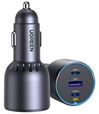 UGREEN EC703 autós töltő USB+2 Type-C aljzat (75W, PD gyorstöltő 3.0) FEKETE (170710)