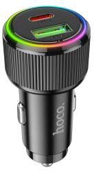 hoco. NZ14A Guerrero USB-C PD20W+ USB-A QC3.0 autós töltő RGB fekete (HC620437)
