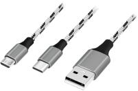 LogiLink USB 2.0 kábel, USB-A/M - Micro-USB + USB-C, fehér/fekete, 1, 2 m (CU0202) - primanet
