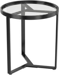 HOMCOM Măsuță laterală rotundă cu blat din sticlă securizată și structură metalică geometrică pentru spații mici, Negru | Aosom Romania (83B-839V00BK)