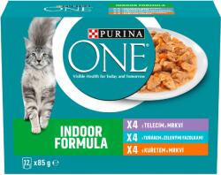 ONE Indoor alutasakos macskaeledel, csirke, tonhal, borjúhús szaftban, 12 x 85 g