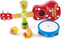 Hape Mini Zenekar Hangszerkészlet - 5 db Fa Hangszer (E0339)