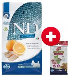 FARMINA N&D Ocean Dog Adult Mini hering és narancs 2, 5 kg + FARMINA N&D Quinoa Dental Treat Digestion Mini 60 g (7 db) AJÁNDÉK!
