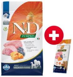 FARMINA N&D Pumpkin lamb & blueberry Adult Medium & Maxi 2.5 kg + FARMINA N&D Pumpkin Dental Treat Lamb Blueberry Medium/Maxi 100 g (7 db. ) INGYEN!
