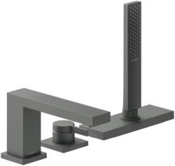 Hansgrohe Tecturis E 3-lyukú, peremre szerelhető, egykaros kádcsaptelep sBox-val, Szálcsiszolt Fekete Króm 73443340 (73443340)