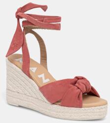 Manebi szandál éksarokkal velúr Wedge Espadrilles With Knot - narancssárga Női 39