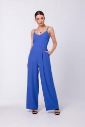 Stylove Elegáns Női Overál Sima Széles Kék 38 M