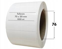  75x20 mm fehér Fólia 1000 db öntapadós címke matrica (efol-75-20-1000-76-akr-pe)