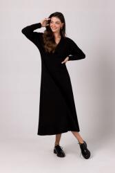 BeWear Ruha Női Maxi Ruha V-nyakkal, Fekete 44 XXL (B267 CZARNY XXL)