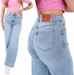  Női laza farmer nadrág magas derekú széles szárú Wide Leg S