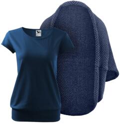 Bontis Set damă: Cardigan tricotat și tricou City - Melanj denim / Albastru miezul nopții | M (set-L497/MAL120_7/mid_blue_M)