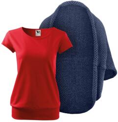 Bontis Set damă: Cardigan tricotat și tricou City - De blugi prespălat / roșie | L (set-L497/MAL120_7/red_L)