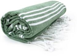 The One Towelling Prosop de plajă Hamam Sultan - Verde măslin / albă | 100 x 180 cm (Hamsultan-8719322222251) Prosop