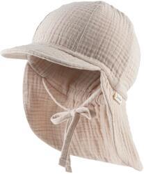 Sterntaler Детска шапка с козирка Sterntaler Kids' Peaked Cap with Neck Flap Muslin, Tie Cap - Beige - размер 47 cm (904-3662-0113)
