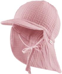 Sterntaler Детска шапка с козирка Sterntaler Kids' Peaked Cap with Neck Flap Muslin, Tie Cap - Samtrosa - размер 47 cm (904-3662-0813)