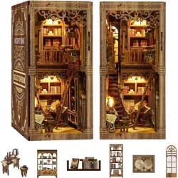 Bedee Diy Book Nook Szett 3D Led Miniatűr Házikó Könyvesbolt Ajándék (Domek do zlożenia puzzle 3D)