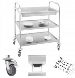 Royal Catering Vendéglátóipari Szervírozó Pincérkocsi 3 Polcos Rozsdamentes Acél Inox (4904275947564)